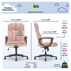 Serta Executive High Back Office Chair With Lumbar Support Ergonomic Upholstered Swivel Gaming Friendly Design, Microfiber, Pink