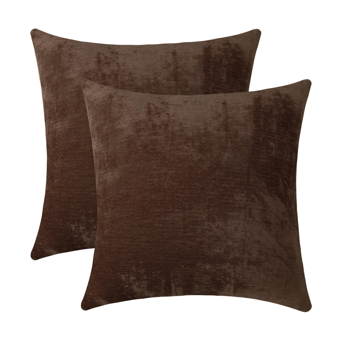 Jeneoo Coffee Brown Decorative Throw Pillow Covers Soft Chenille Comfy Solid Couch Cushion Case Decor (Set Of 2, 18 X 18 Inches)