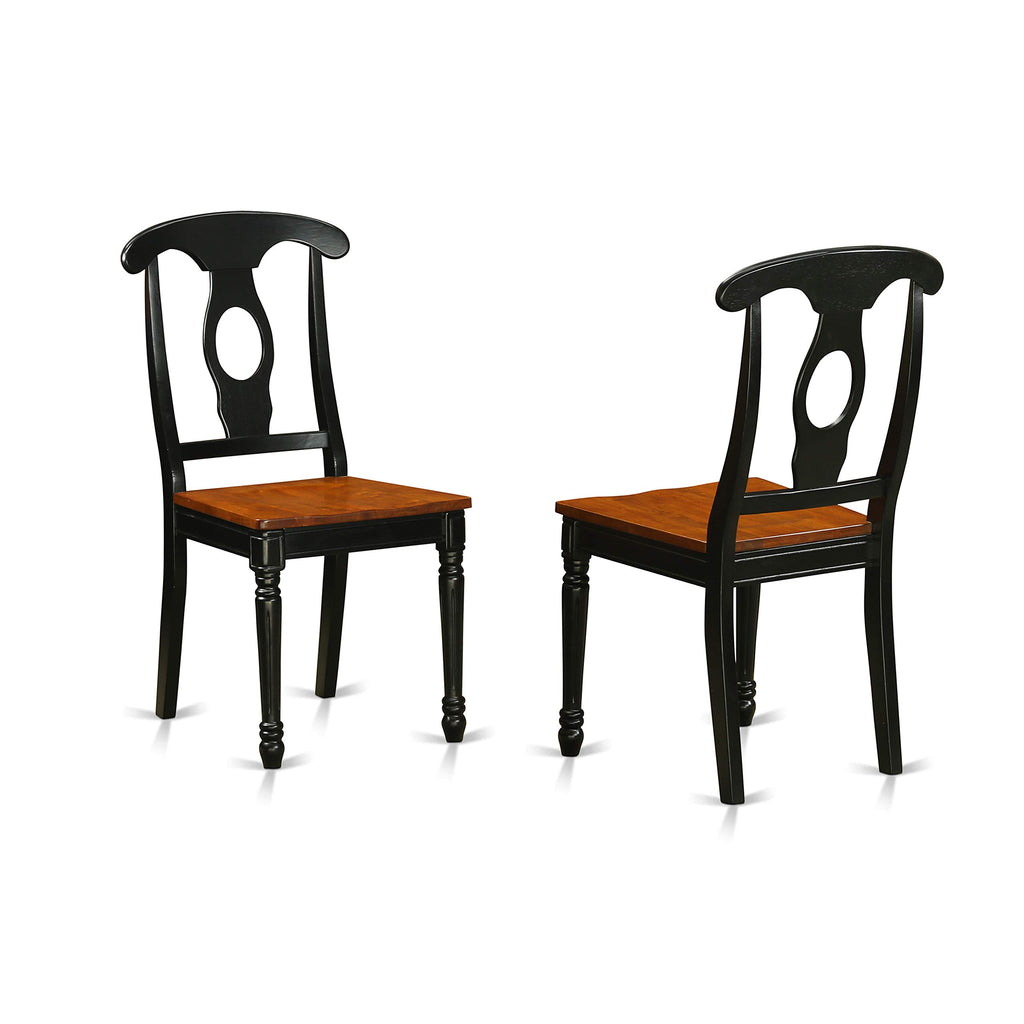 East West Furniture HLKE5-BCH-W 5 Piece Dining Room Table Set Includes a Round Kitchen Table with Pedestal and 4 Dining Chairs, 42x42 Inch, Black & Cherry