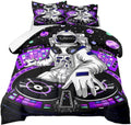 Kxry Space Astronaut Galaxy Comforter Sets Queen Size Outer Space Themed Bedroom Decor Bedding Sets Black And Purple Bedding Qui