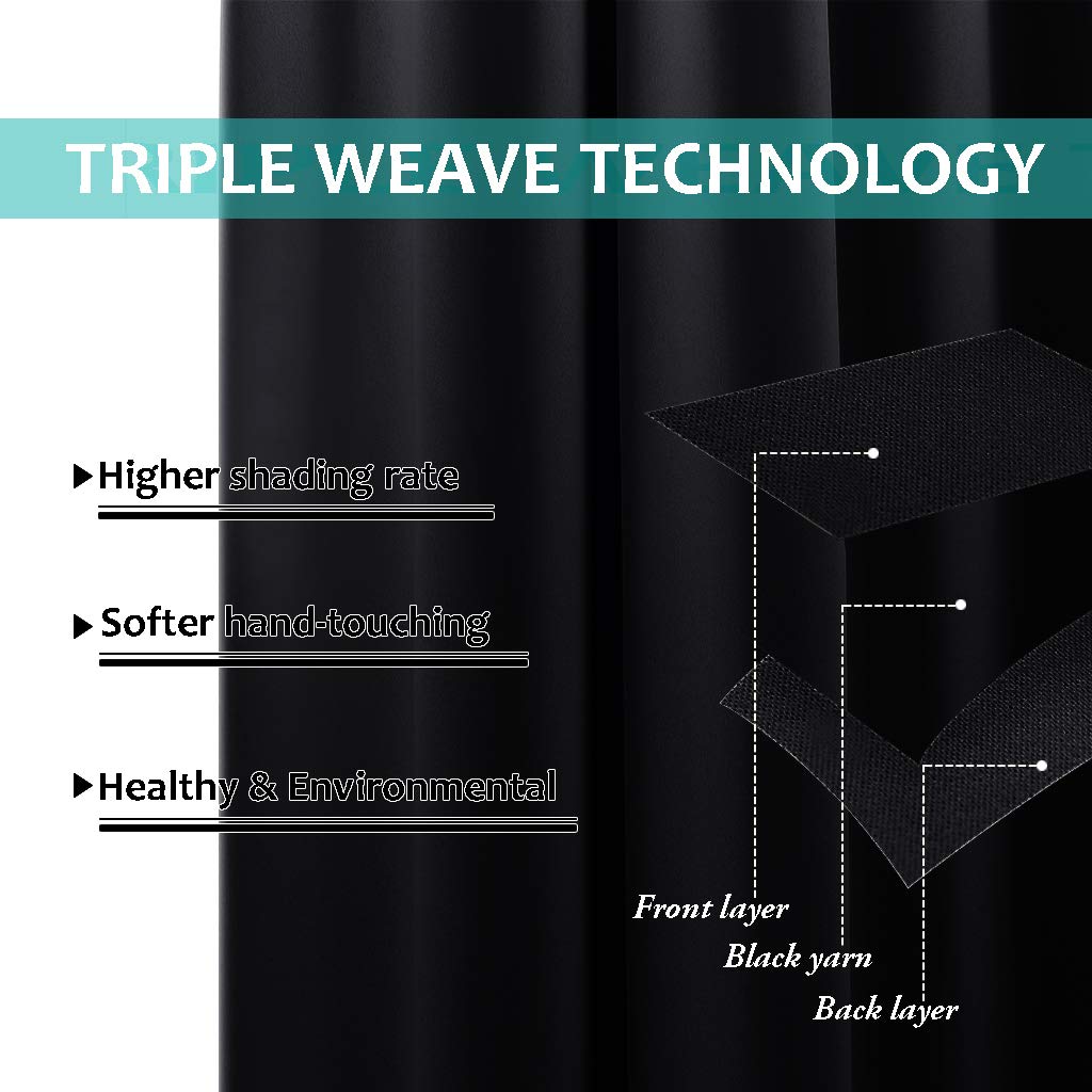 Nicetown High-End Thermal Curtains, Full Blackout Curtains 72 Inches Long For Dining Room, Soundproof Window Treatment Drapes Fo
