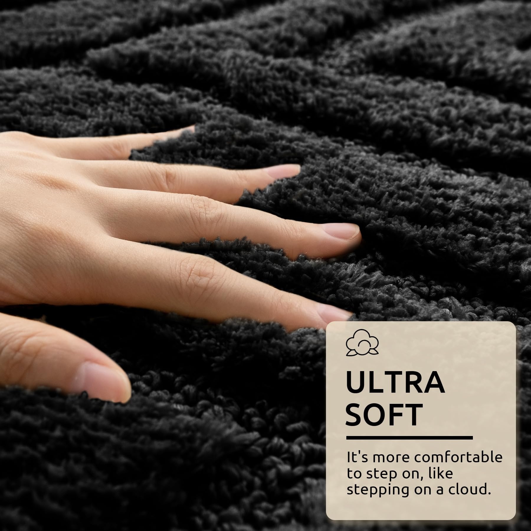 Dexde Black Bathroom Rugs Boho Bath Mat Non Slip Geometric Luxury Soft Washable Carpet For Bathroom Shower Kitchen Entryway Mode