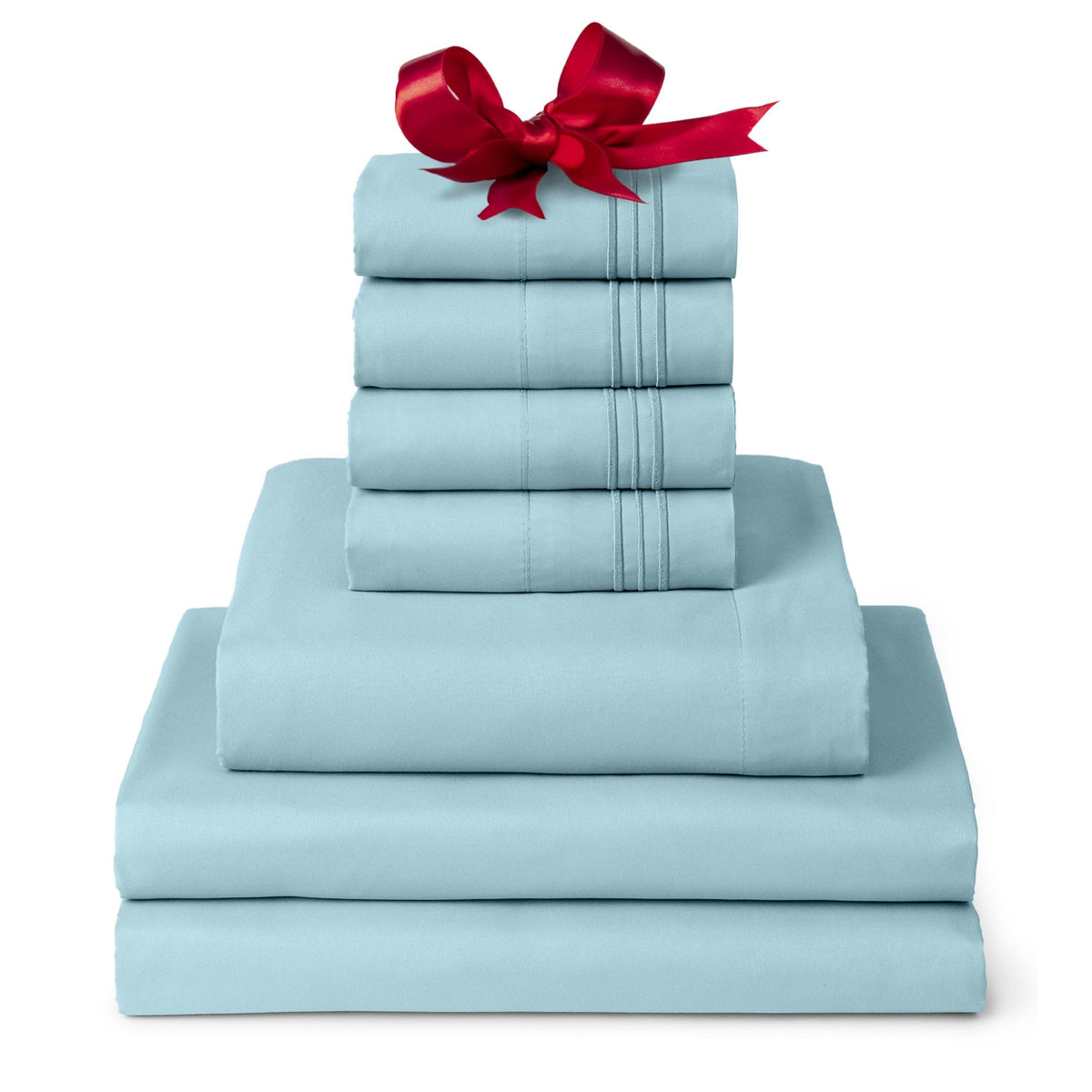 Mellanni Split King Sheet Set - 7-Piece Iconic Collection Bedding, (Including 4 Pillowcases), 16-Inch Deep Pocket, Easy Care, Ex