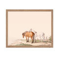 Poster Master Vintage A Brown and White Horse on a Road Next to a Fence Poster - Retro Horses Print - Pony Art - Drawing Art - S