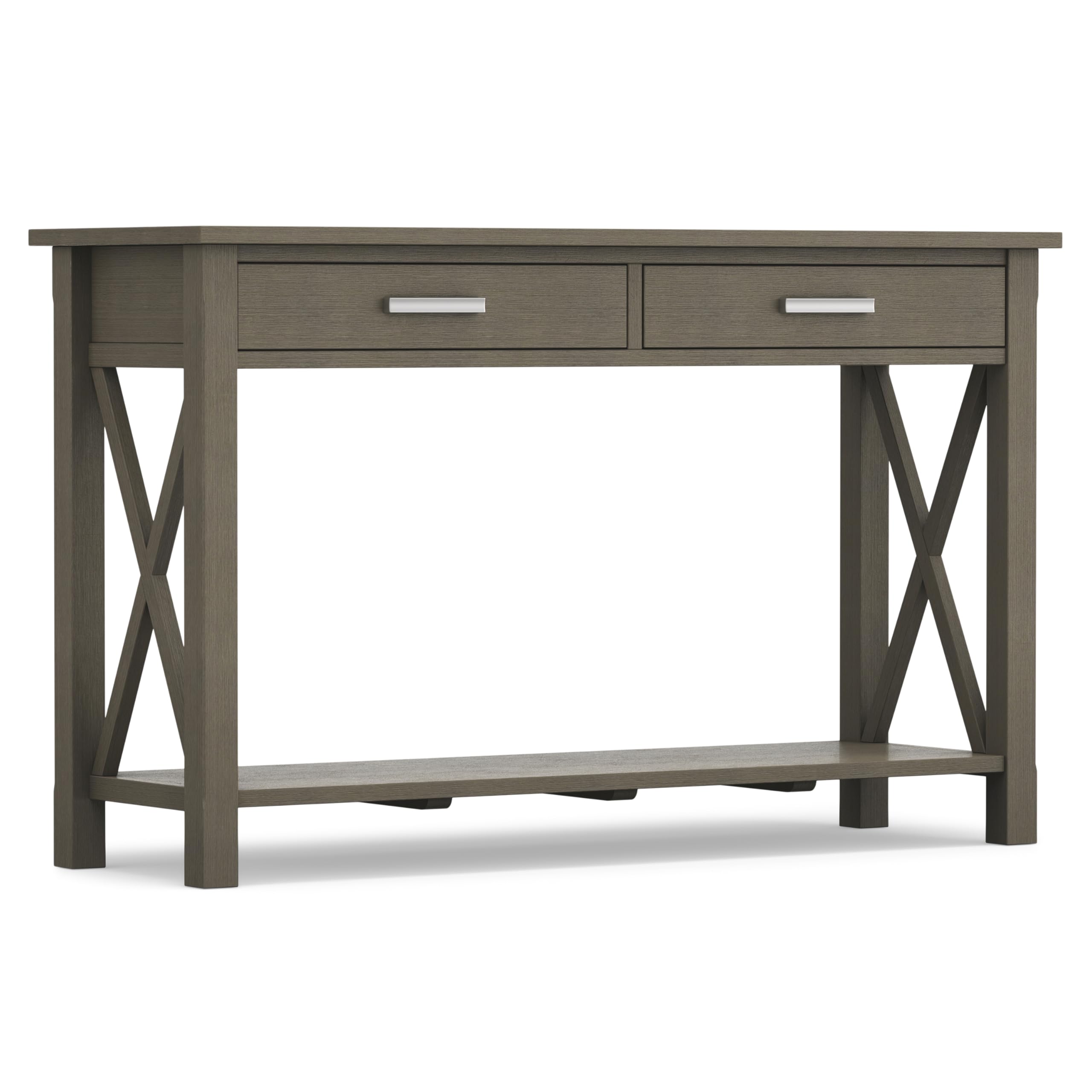 SIMPLIHOME Kitchener Console Table - 47 Inch Wide Solid Wood Sofa Table in Farmhouse Grey, Contemporary Storage Table for Entryw
