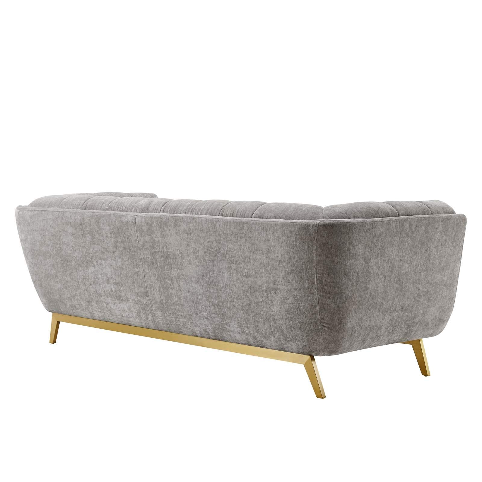 Modway Bestow Tufted Crushed Performance Velvet Sofa, Light Gray