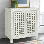 Steve Silver Rio Farmhouse Antiqued White Wood Accent Cabinet