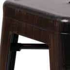 Commercial Grade 24 High Backless Black-Antique Gold Metal Indoor-Outdoor Counter Height Stool with Square Seat