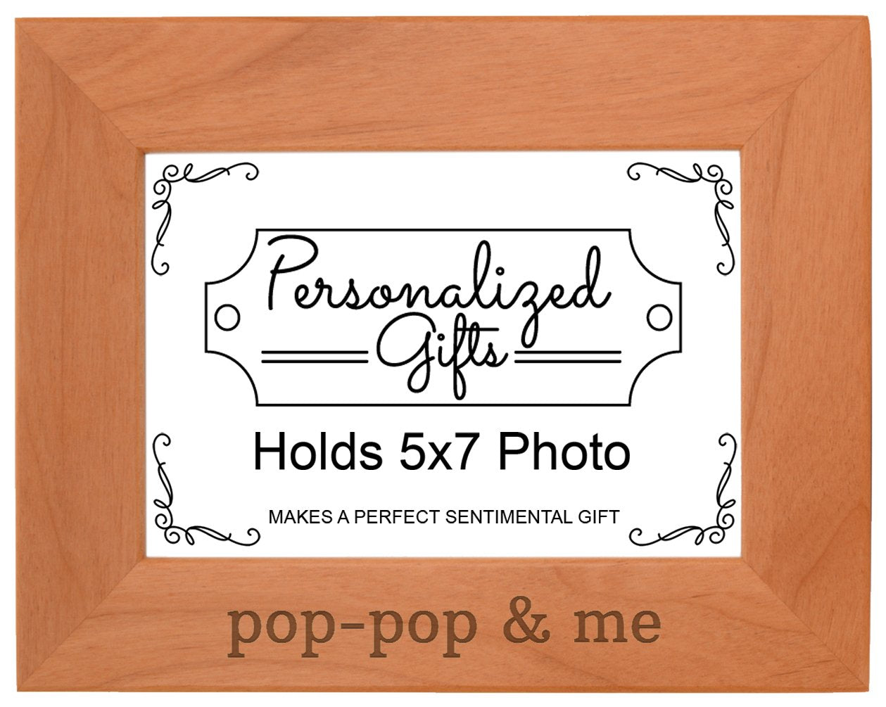 Personalized Gifts Grandpa Gift From Grandchildren Pop Pop And Me Wood Laser Engraved Landscape 5x7 Picture Frame
