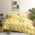 Houseri Yellow Plaid Comforter Set Full White And Yellow Grid Bedding Comforter Full Size Teen Girls Bright Yellow Checkerboard
