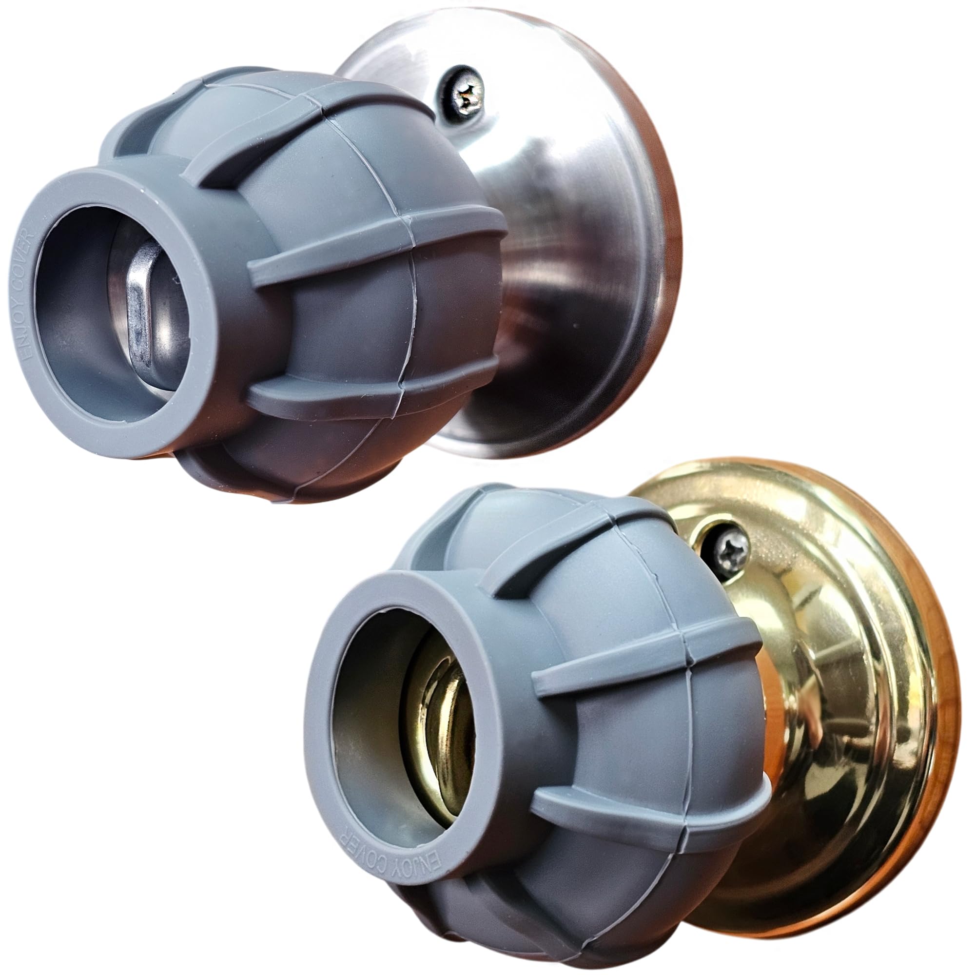 Door Handle Grip Doorstop Knob Stopper Cover, Set Of 2 Door Knob Grips Universal Size (Gray)
