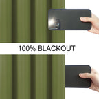LEMOMO 100% Blackout Curtains Olive Green 52 x 72 Inch Polyester Thermal Insulated