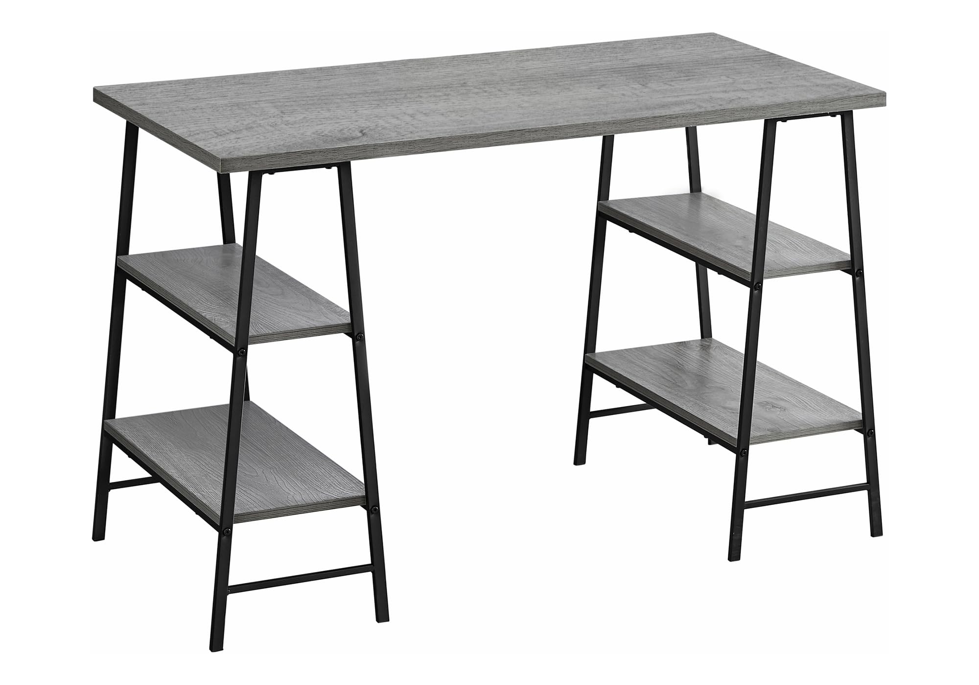 Monarch Specialties I 7524 Computer Desk, Home Office, Laptop, Storage Shelves, 48 L, Work, Metal, Laminate, Grey, Black, Contem