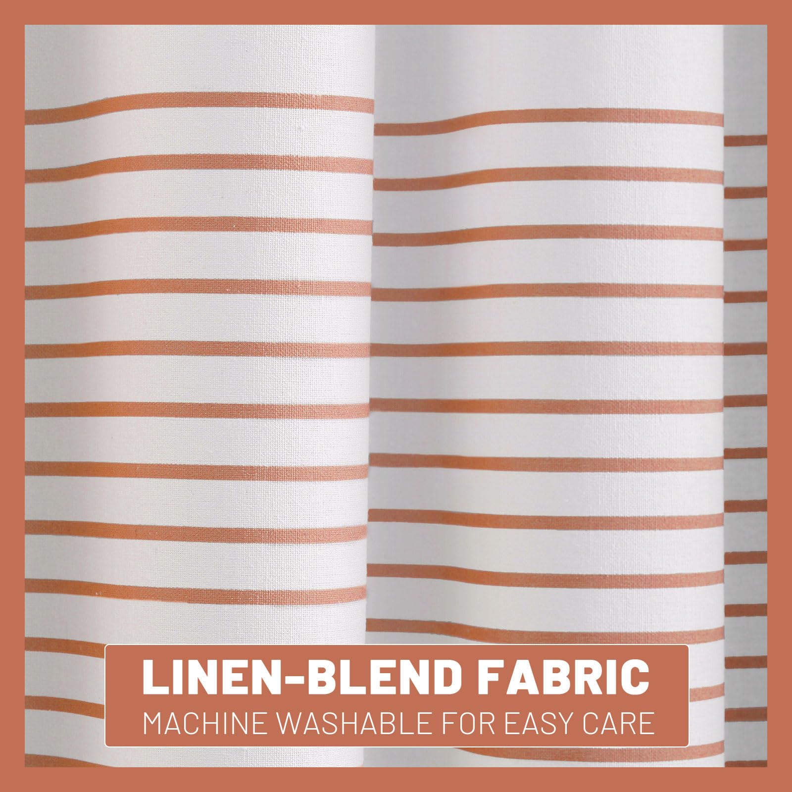 Awellife Boho Coral Shower Curtain For Bathroom Stripe Tassel Shower Curtain 72 X 72 Inches Farmhouse Linen