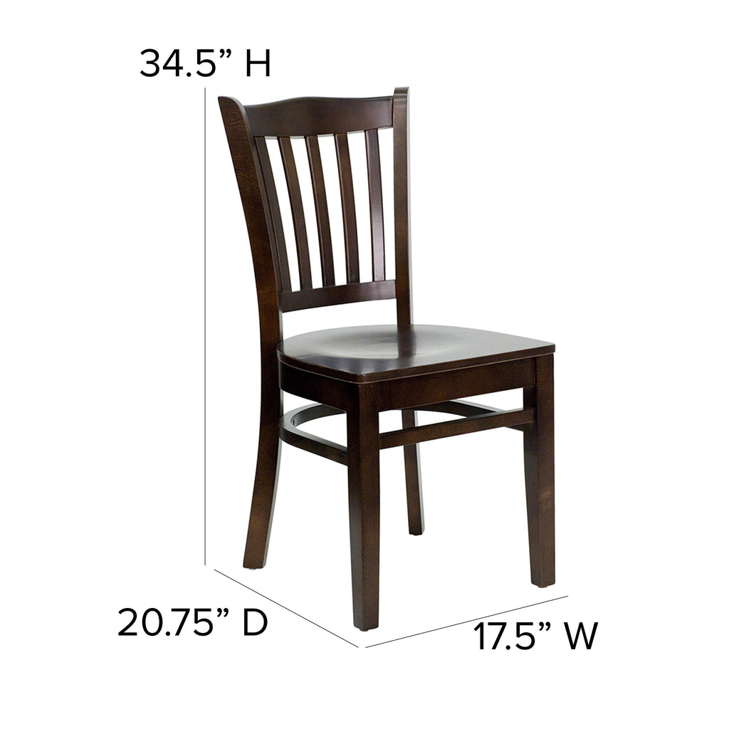 Flash Furniture HERCULES Series Vertical Slat Back Walnut Wood Restaurant Chair