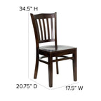 Flash Furniture HERCULES Series Vertical Slat Back Walnut Wood Restaurant Chair
