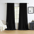 Mumfas Velvet Black Long Curtains 102 Inches Long 2 Panels, Extra Long Blackout Drapes For Living Room Thermal Insulated Heat Su