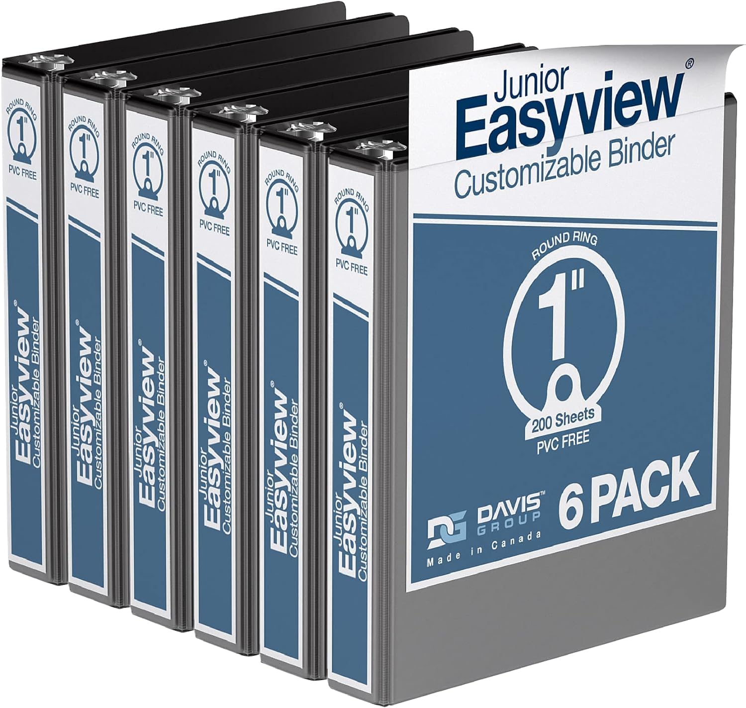 Davis Group Easyview Junior Binder, Premium Small Clear-View 3-Ring Binder For School, Office, Or Home, Made In Canada, 1-Inch M