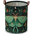 Dark Botanical Luna Moth Laundry Basket, Oxford Cloth Hamper, 15.75x19.7in