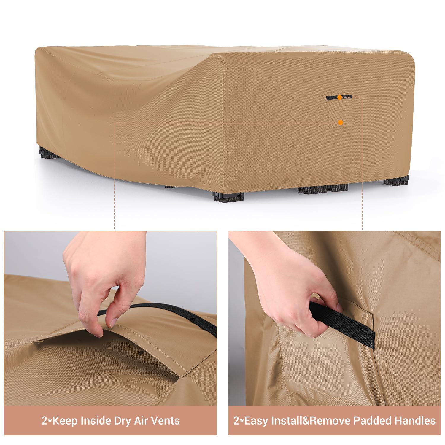 Mrrihand Heavy Duty Patio Furniture Covers, Outdoor Furniture Covers Waterproof Sectional Sofa Set , Patio Table And Chair Set Cover 108'L×82'W×28'H,Brown