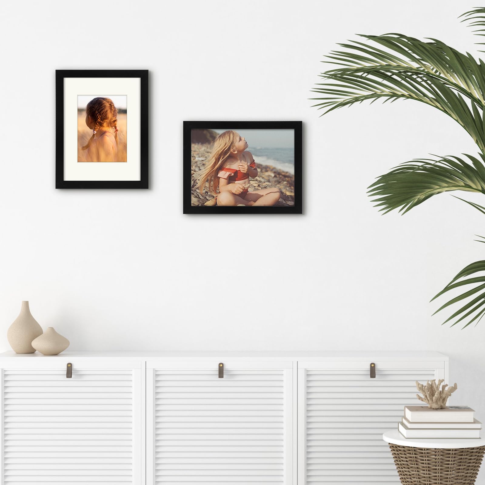 Golden State Art, 9X12 Picture Frame With Mat For 6X8 - High Definition Glass Wall Mounting Horizontal Vertical Display (Black,