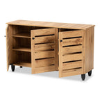 Baxton Studio Gisela 3-Door Shoe Storage Cabinet, Oak Brown and Black (190-11992-HiT)
