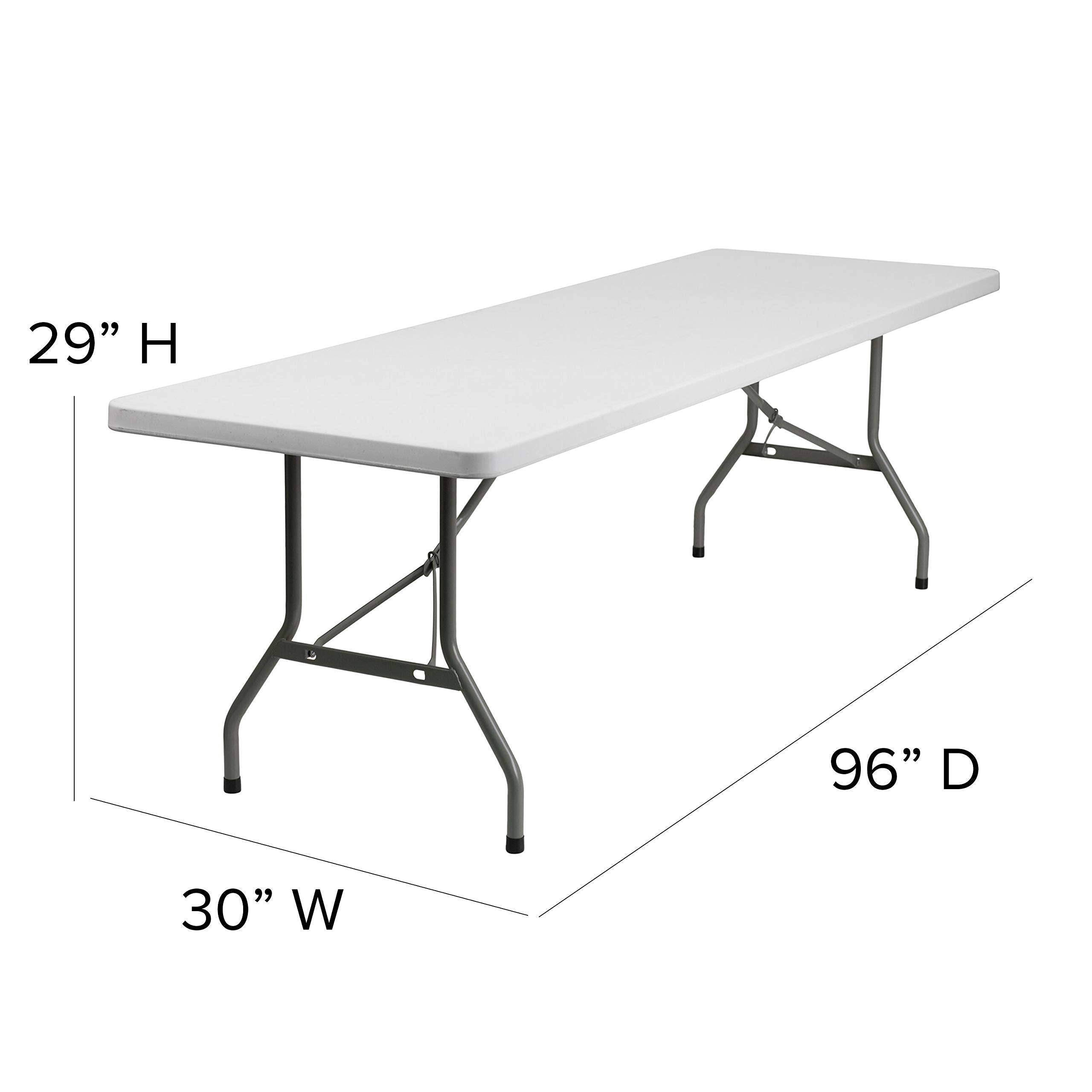 Flash Furniture Elon 8' Rectangular All-Occasion Plastic Folding Event Table, Foldable Portable Banquet Table for Indoor/Outdoor Events, White