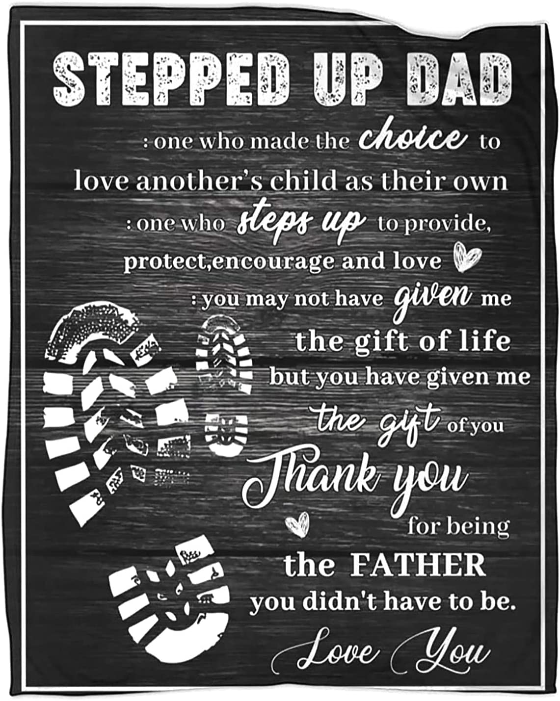 Haxoilo Stepped Up Dad Gifts Blanket To My Bonus Dad Father Daddy Throws Gifts For Fathers Day Birthday 80X60 In