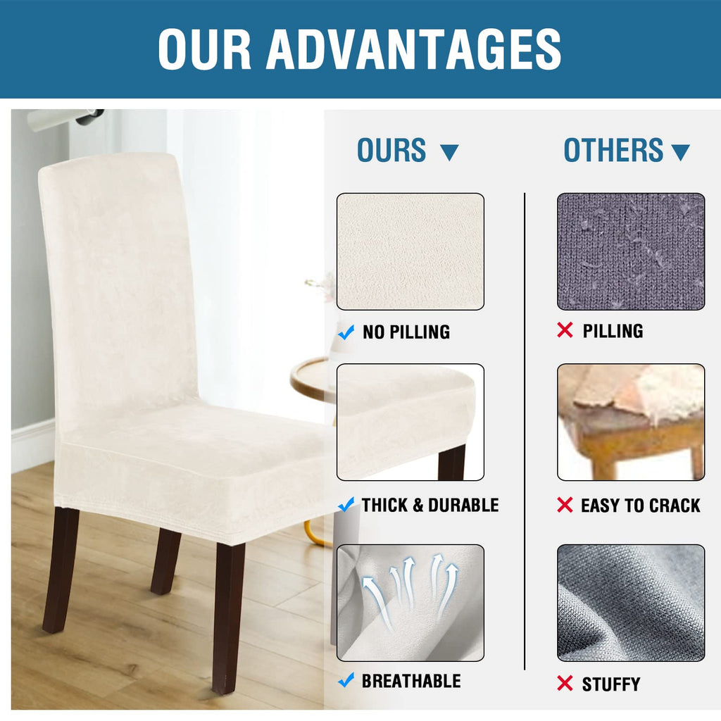 H.Versailtex Dining Chair Covers Velvet Stretch Chair Covers For Dining Room Set Of 6 Parson Chair Slipcovers Chair Protectors C