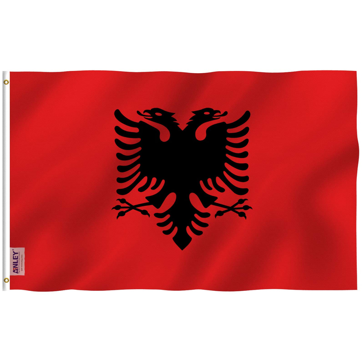 Anley Fly Breeze 3X5 Foot Albania Flag - Vivid Color And Fade Proof - Canvas Header And Double Stitched - Albanian National Flag