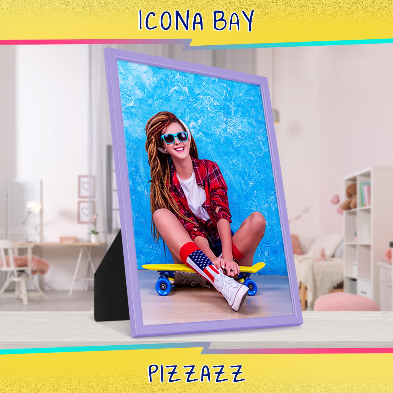Icona Bay 11X14 Picture Frames (Purple, 3 Pack), Colored Solid Wood Scandinavian Style Frames For Photo, Pizzazz Collection