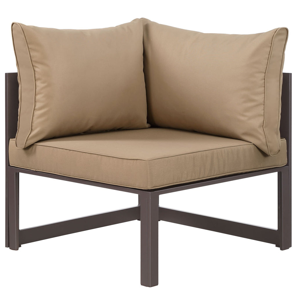 Modway Fortuna Corner Armchair - Brown Mocha Textile Outdoor Chair, Model EEI-1518-BRN-MOC