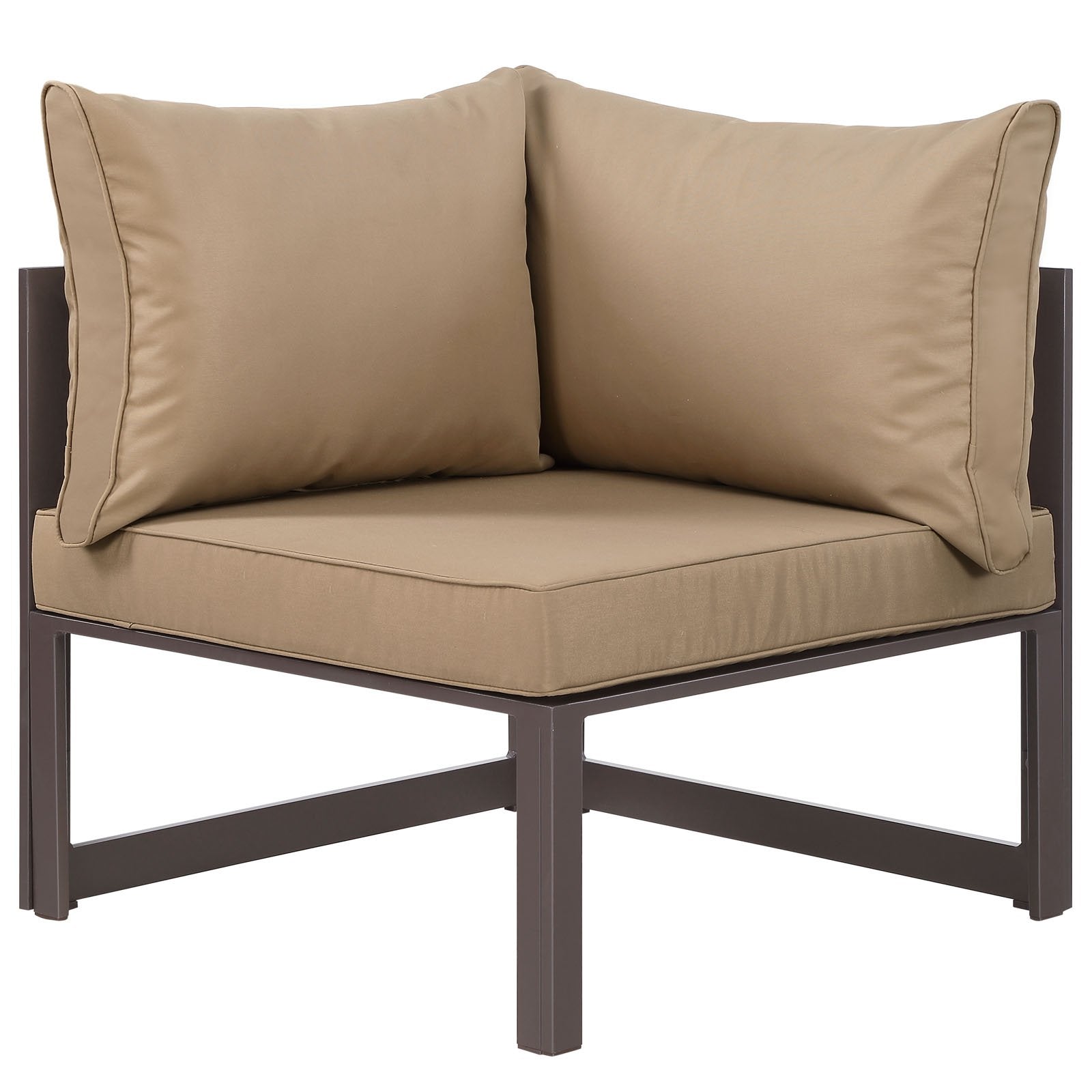 Modway Fortuna Corner Armchair - Brown Mocha Textile Outdoor Chair, Model EEI-1518-BRN-MOC