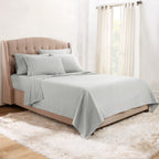 Clara Clark 5 Piece Twin Bed Sheet Set - Silver, Microfiber, Luxury Hotel Quality, Deep Pocket, Fade Resistant, 1800 Thread Count, Breathable, 3 Pillowcases & Fitted & Flat Sheet