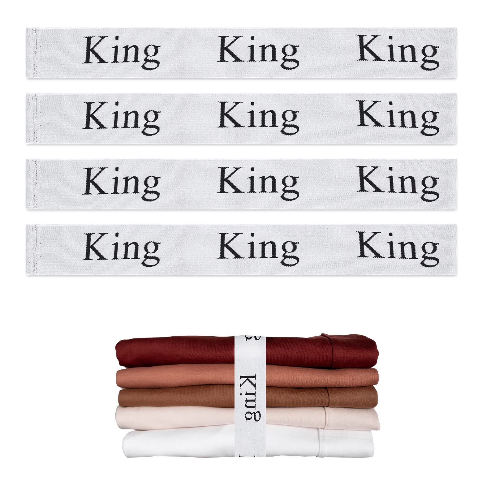 Qoecycth 4Pcs Bed Sheet Organizer Bands, Storage Labels And Sheet Keepers For Linen Closet - Elastic Bedding Straps For Foldable
