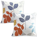 Hokipo Homehues Series Printed Quilted Cushion Cover For Sofa 22X22 Inches, Set Of 2, Multicolor Leaves (In820D2*2)