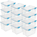 Sterilite 12-Pack Gasket Box, Plastic Storage Bins with Latching Lids, 54 Quart