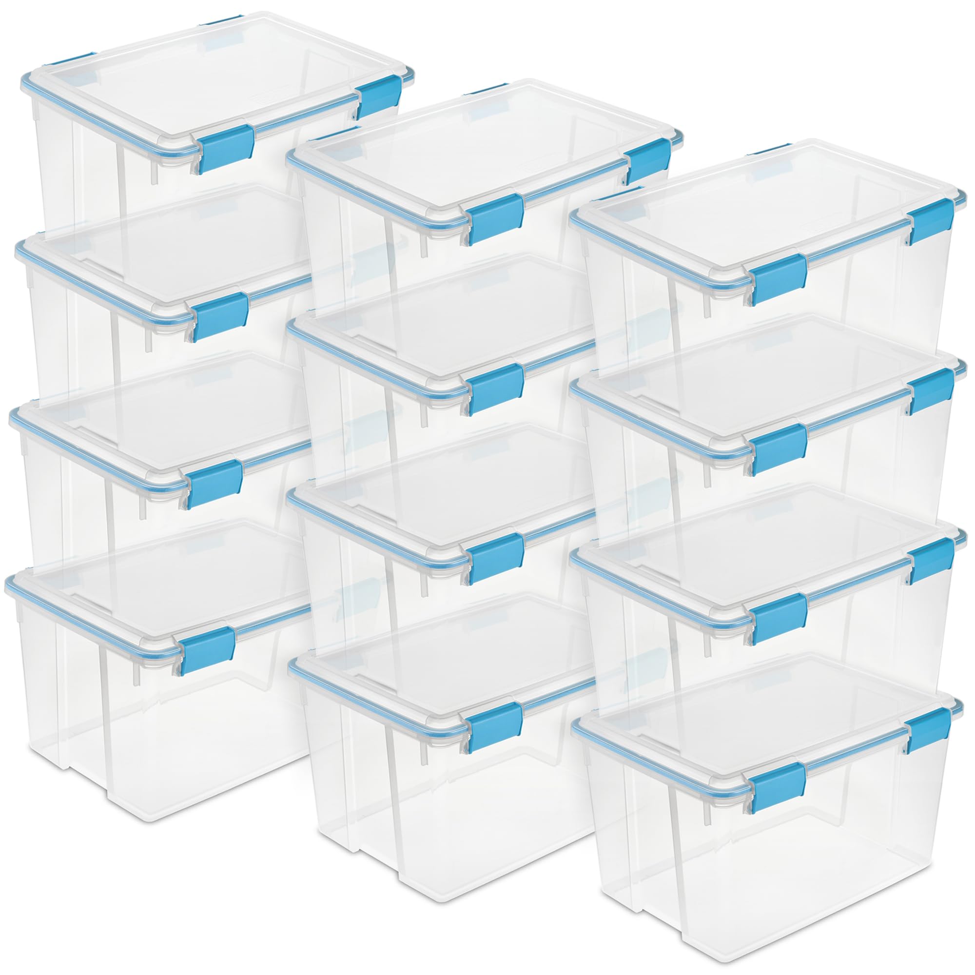 Sterilite 12-Pack Gasket Box, Plastic Storage Bins with Latching Lids, 54 Quart