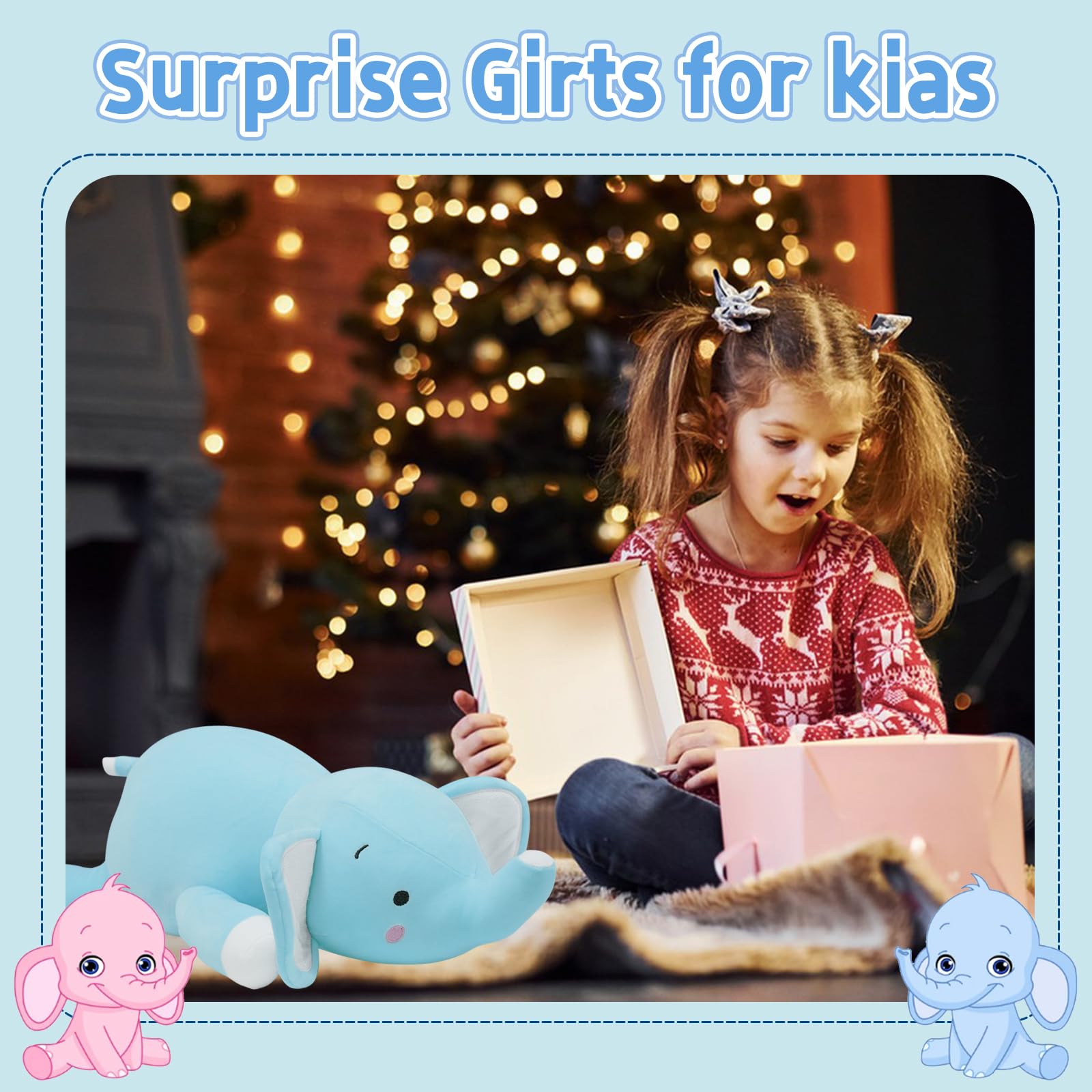 Csvbtrf 4.2 Lbs 23' Elephant Weighted Stuffed Animals, Elephant Plush Hugging Pillow For Gift, Grey Elephant Stuffed Animals (G