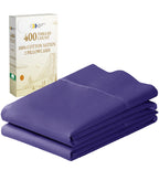 Standard Queen Size Pillowcase Set - 400 Thread Count, 100% Cotton Sateen, Set Of 2 Pillow Covers, Breathable, Cooling, Extra Soft Pillowcases For Kids, Teens, Women & Men - Dark Purple