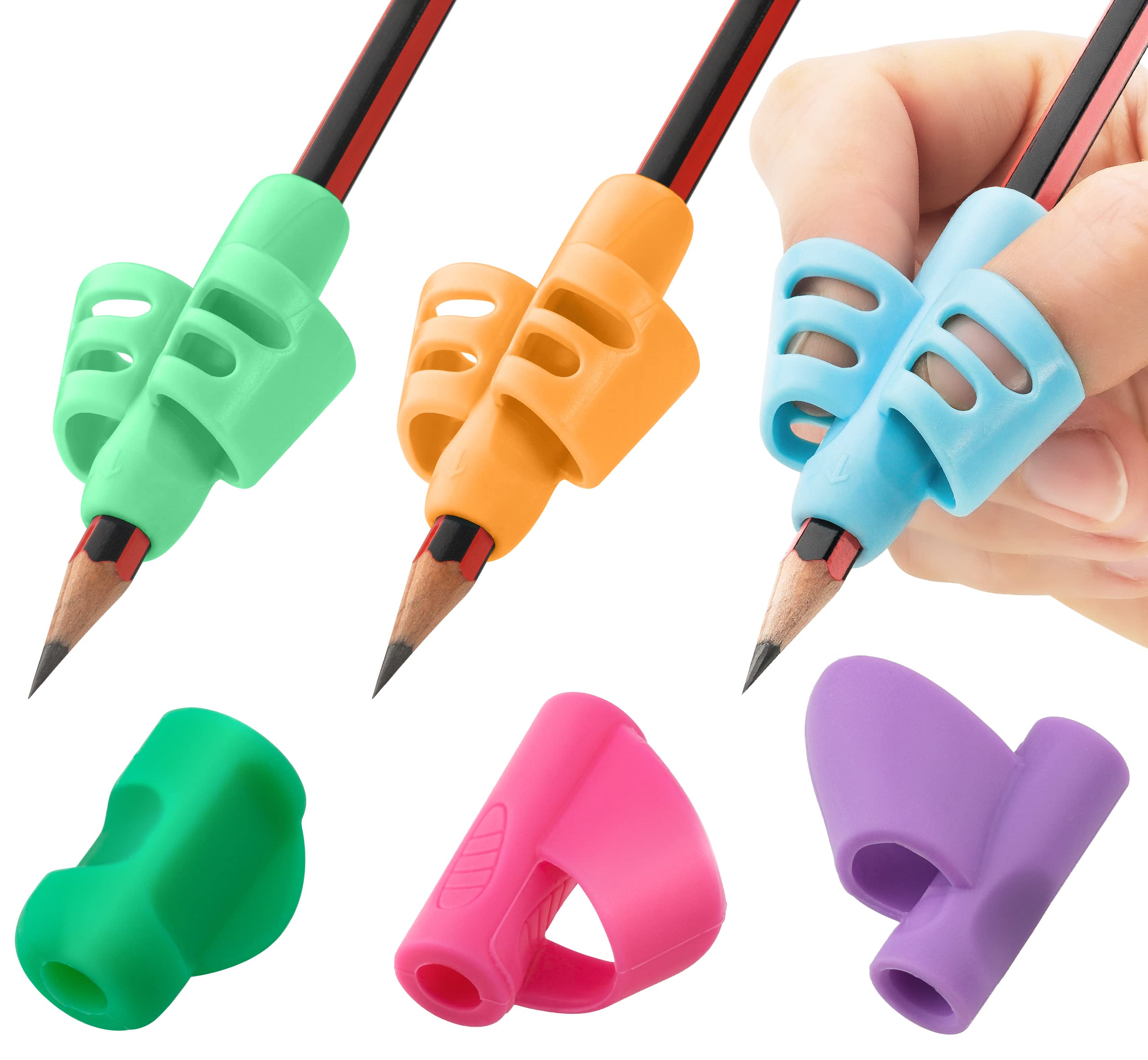 Stylo Pack Of 6 Pencil Grips For Kids Handwriting Perfect Pencil Holders For Kids Home Schooling And Preschool Writing Tools For