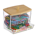 Btsky Clear Paper Clip Holder With Bamboo Lid Thick Acrylic Self-Dispensing Office Supply Accessory Organizer Small Storage Hold