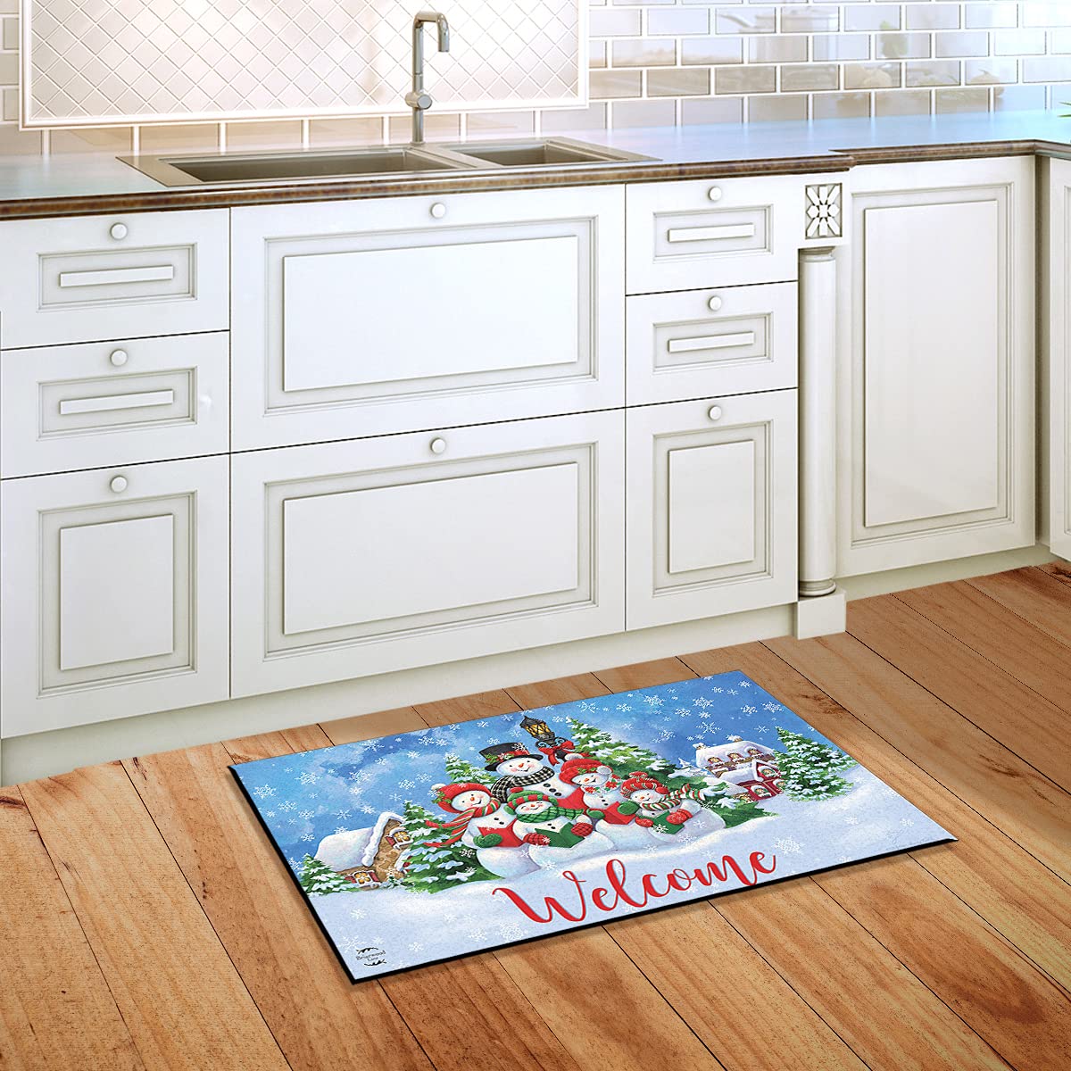 Briarwood Lane Caroling Snowmen Christmas Doormat Welcome Indoor Outdoor 30' X 18'