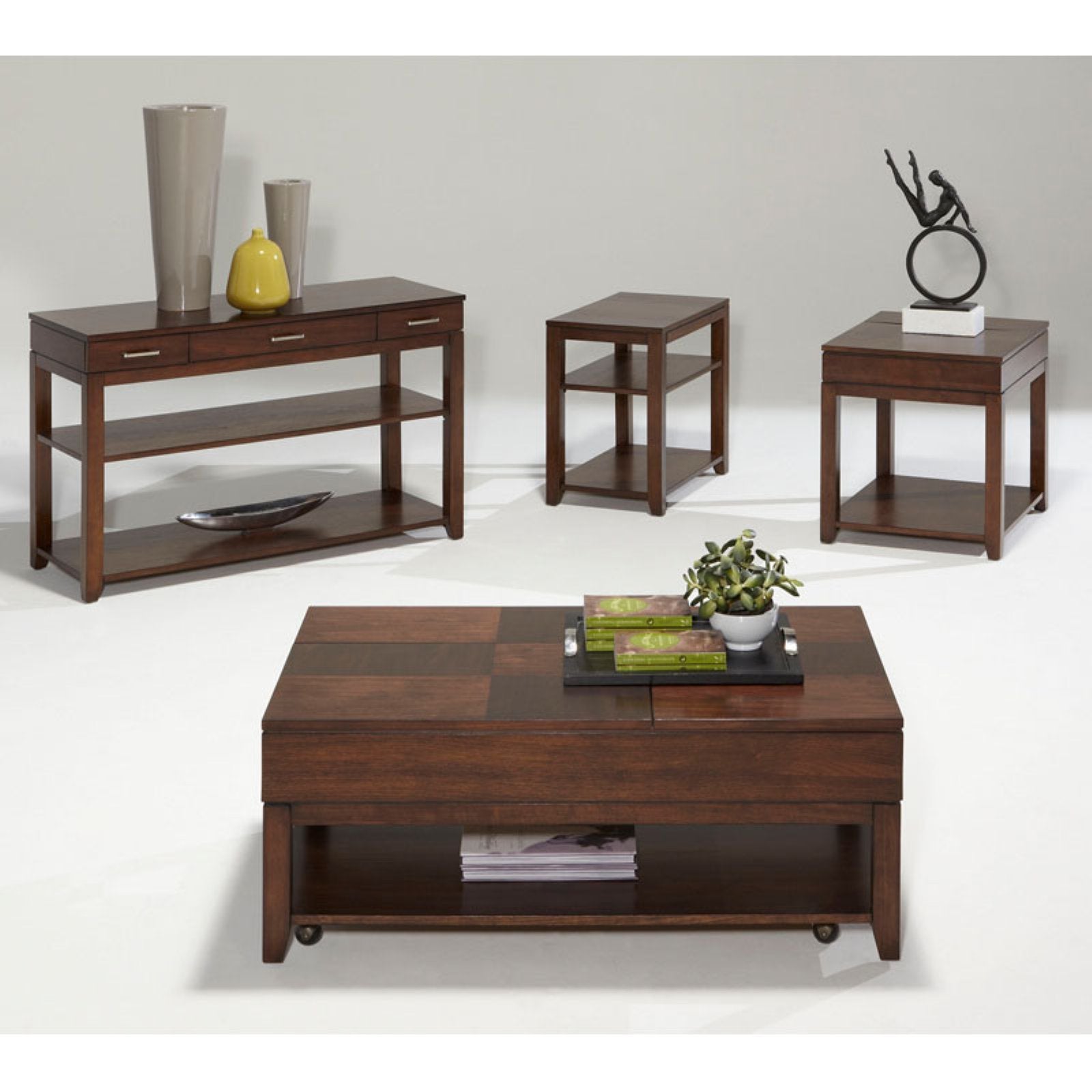 Progressive Furniture Daytona Chairside Table, Regal Walnut