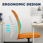 Home Office Chair Mid Back Mesh Desk Chair Armless Computer Chair Ergonomic Task Rolling Swivel Chair Back Support Adjustable Modern Chair With Lumbar Support,Orange