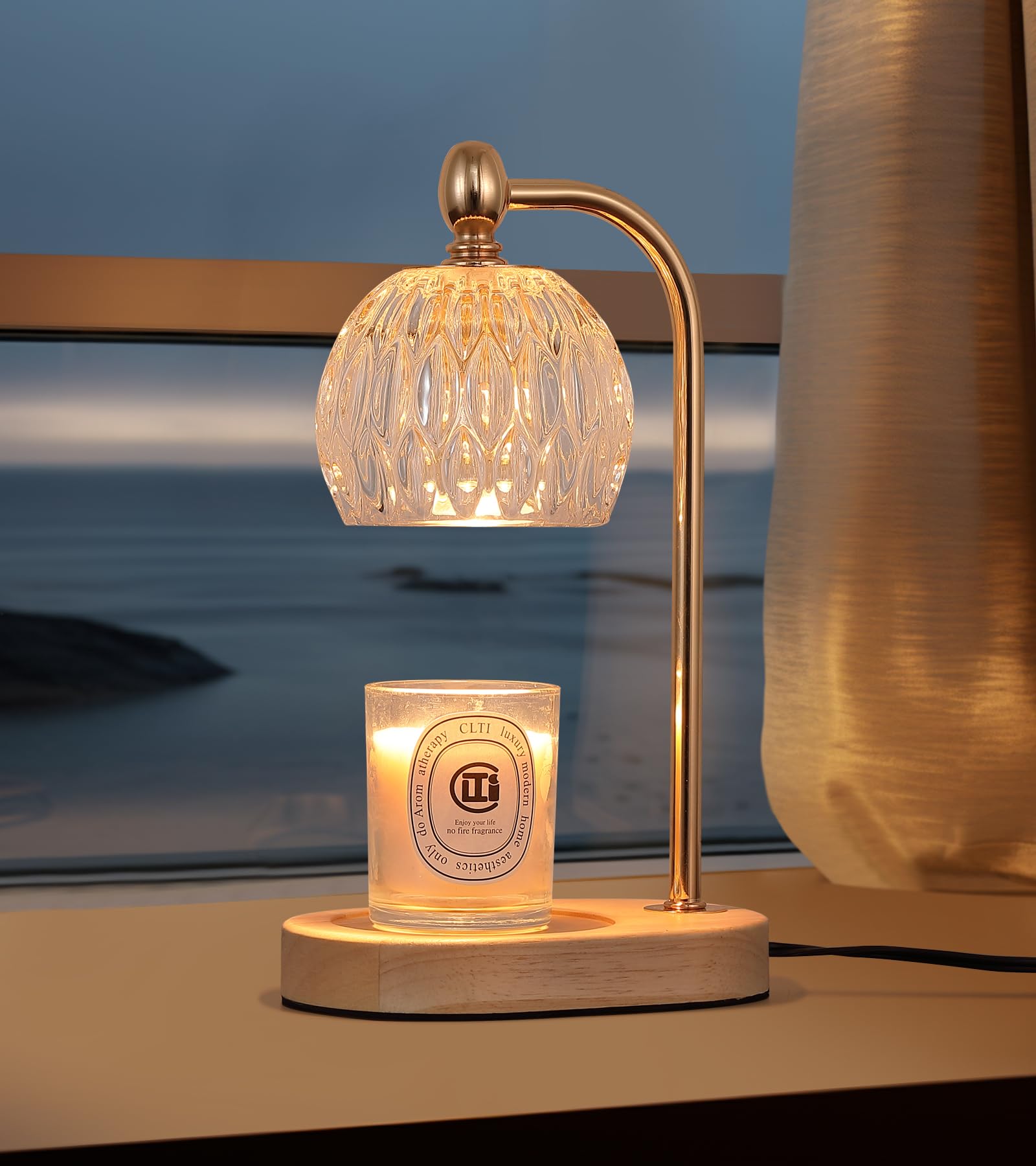 MEIXISUE Candle Warming Light,Fragrance Electric Melt Wax Warmer Candle Lamp Timer and Dimmer House Warming Bedroom Decor with 2