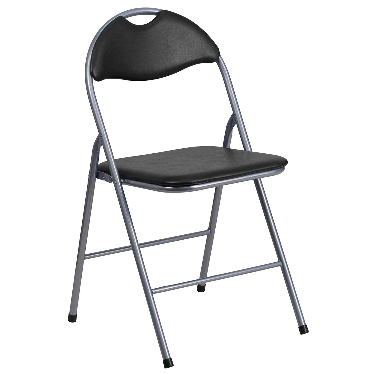 Flash Furniture HERCULES Series Black Vinyl Metal Folding Chair with Carrying Handle