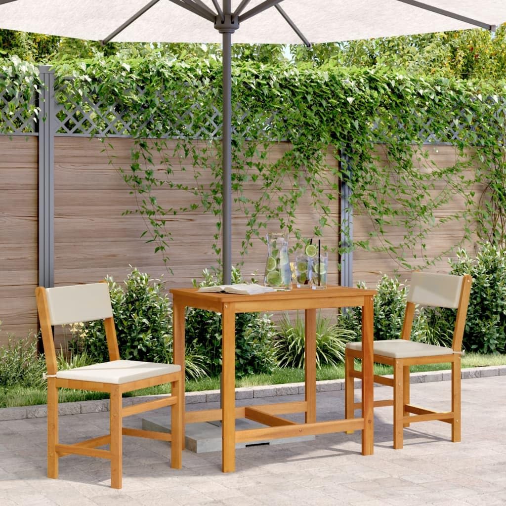 vidaXL Balcony Set with Cushions 3 Piece Outdoor Furniture - Solid Wood Acacia Bistro Set for Patio/Terrace/Garden