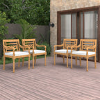 vidaXL Batavia Chairs Set of 4, Solid Teak Wood, Elegant Patio Furniture with Cream Cushions, Decorative Carved Design, Retro Styled, Outdoor Seating