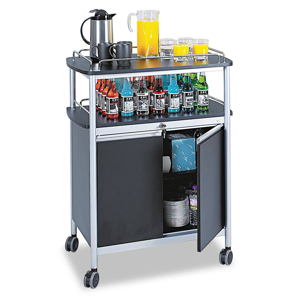 Safco 8964Bl Mobile Beverage Cart 33-1/2W X 21-3/4D X 43H Black